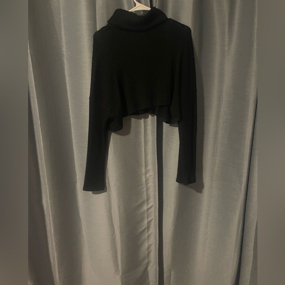 Black crop top turtle neck